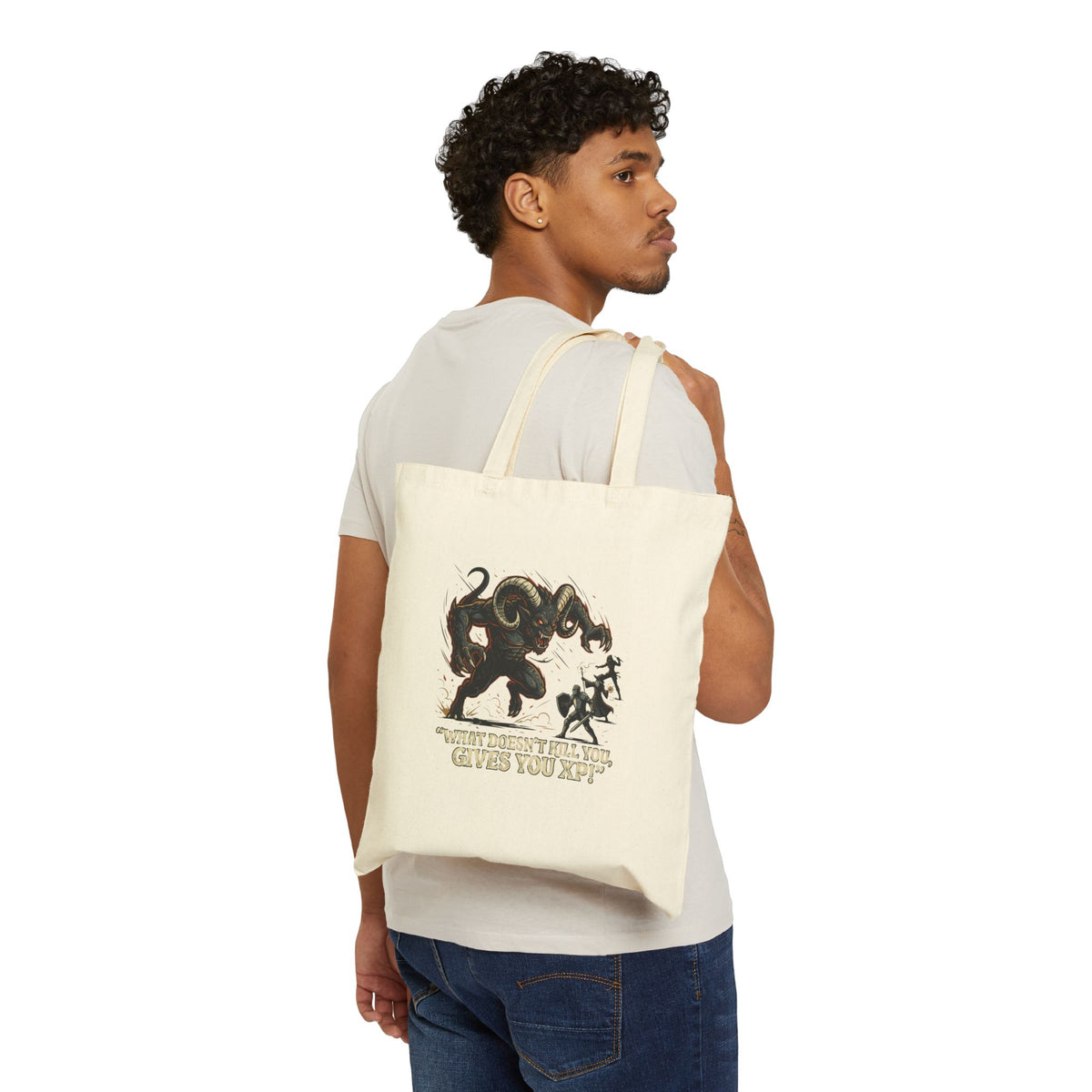 Eco Canvas Tote — Vintage Elephant & Mouse Illustration