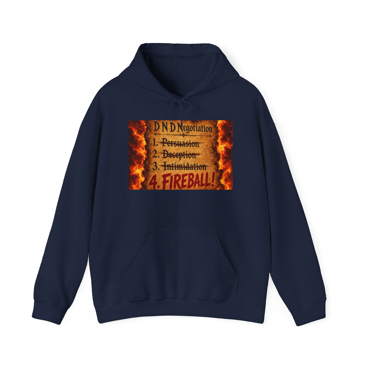 Hoodie — DND Negotiation Rules: "4. FIREBALL" Fantasy Gamer Pullover