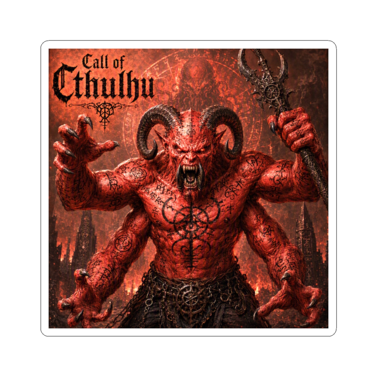 Call of Cthulhu Demon Sticker — Lovecraftian Horror Kiss-Cut Decal for Laptops & Games