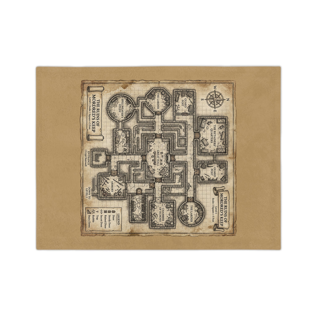 Dungeon Map Microfiber Blanket — Vintage RPG Map Throw