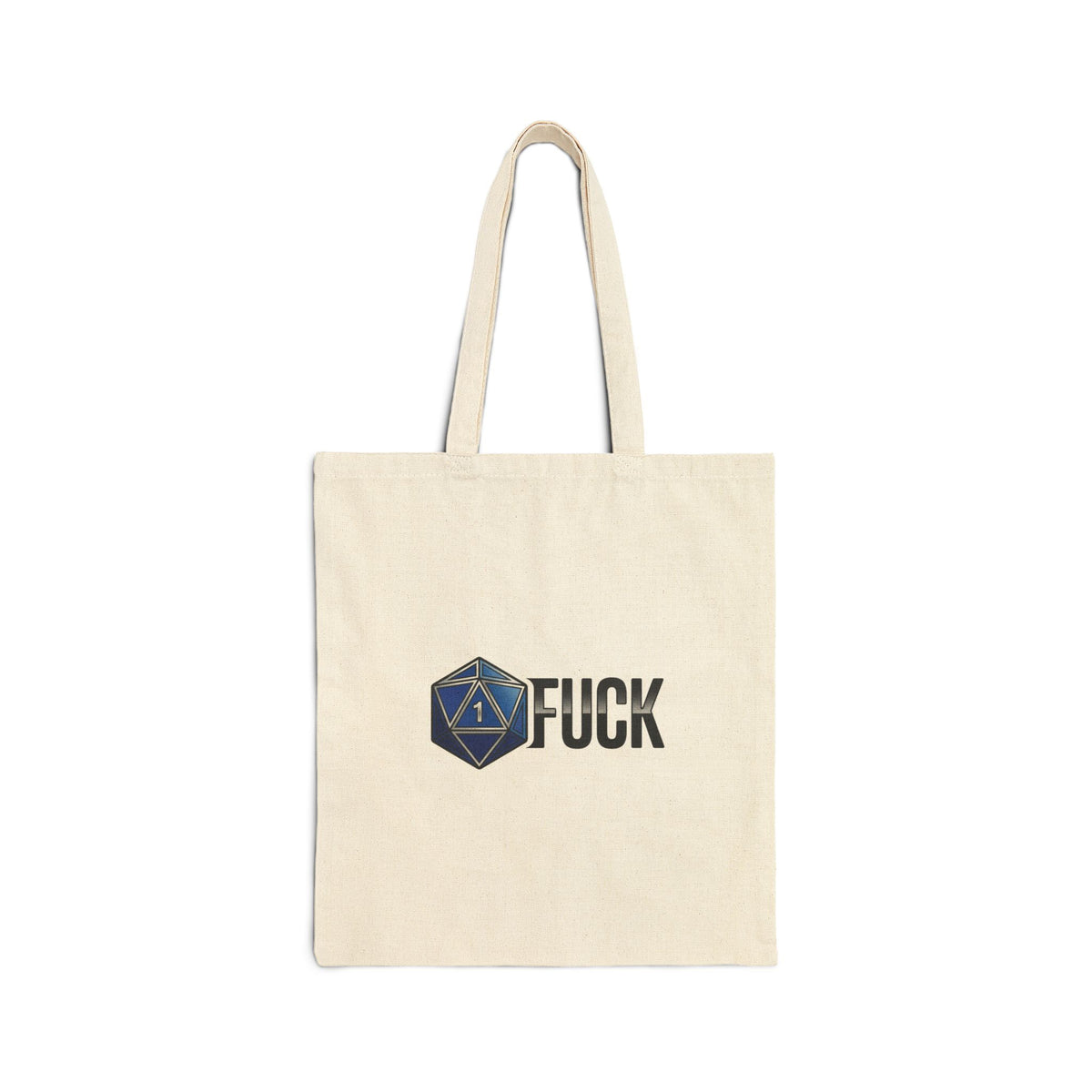 Cotton Tote Bag — Small D20 Graphic with “F*ck” Text, Funny RPG Gamer Tote
