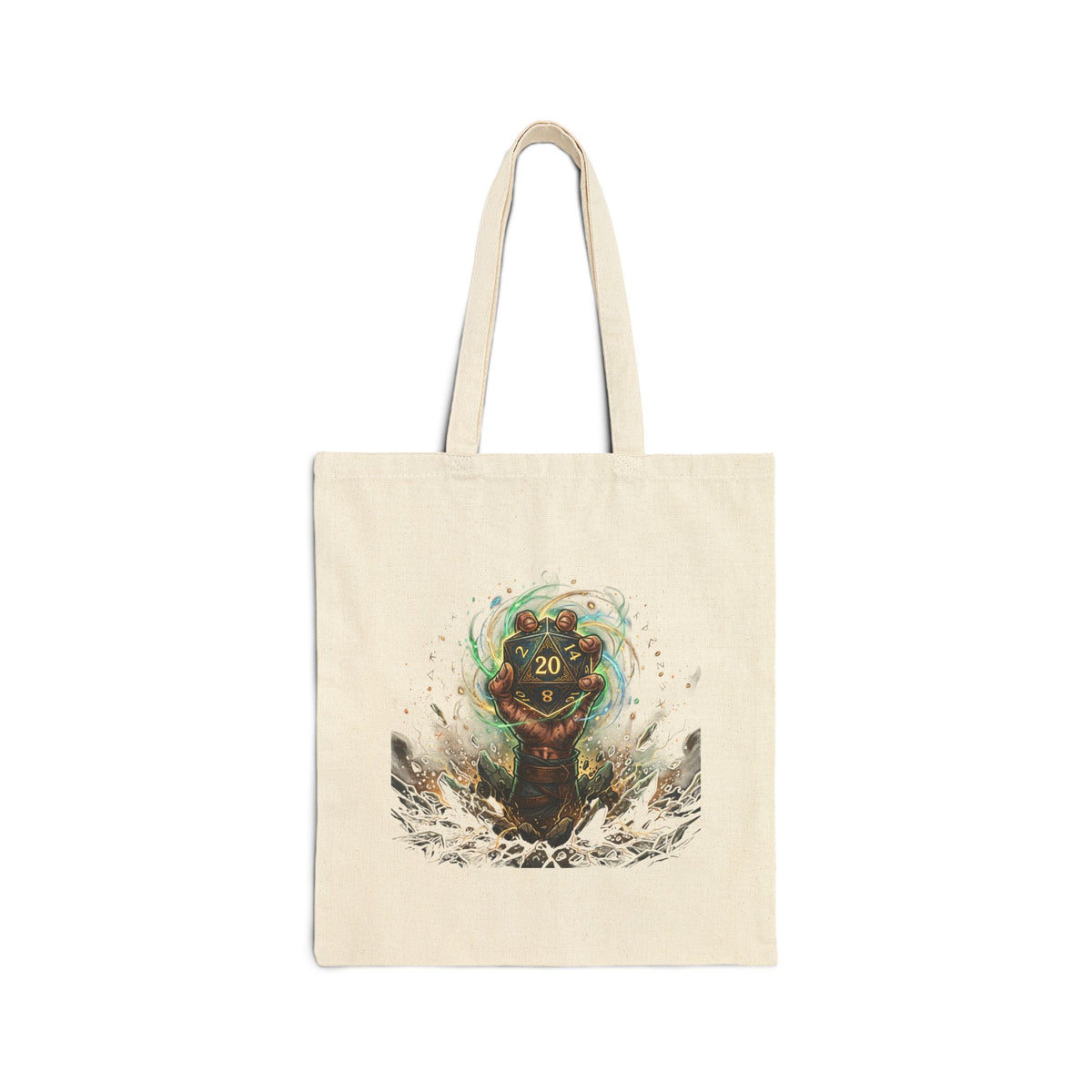 D20 Critical Hit Canvas Tote Bag — Fantasy RPG Dice Art Tote