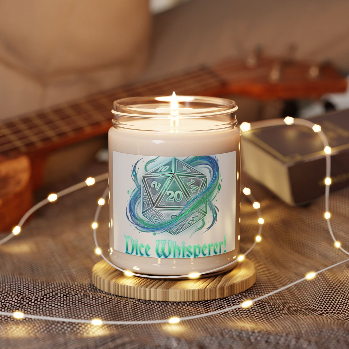 Dice Whisperer Soy Candle — 9oz Scented Gamer Candle (D20 Design)