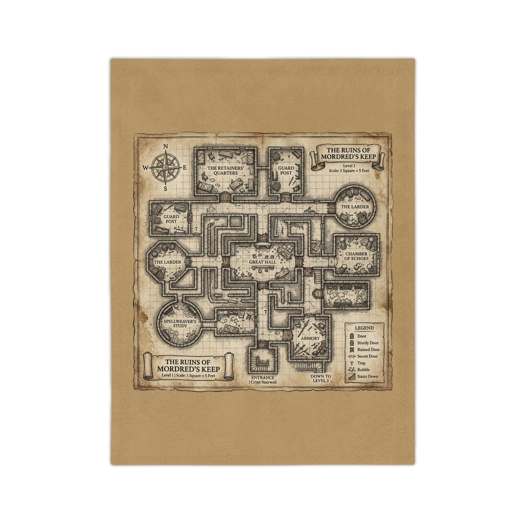 Dungeon Map Microfiber Blanket — Vintage RPG Map Throw