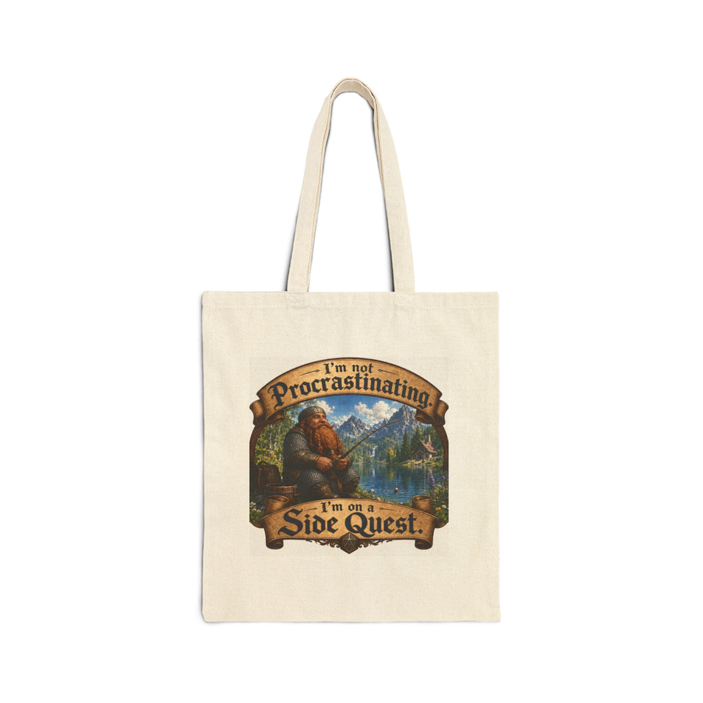 Tote Bag — "I'm Not Procrastinating, I'm On a Side Quest" Cotton Canvas Tote