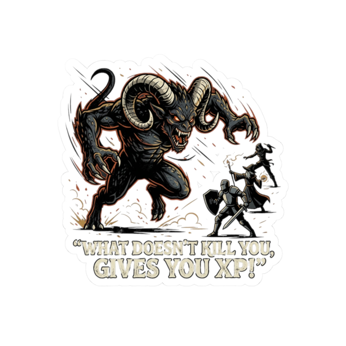Kiss-Cut Sticker — 'What Does the Law Give You XP?' Cthulhu RPG Horror Gaming Decal