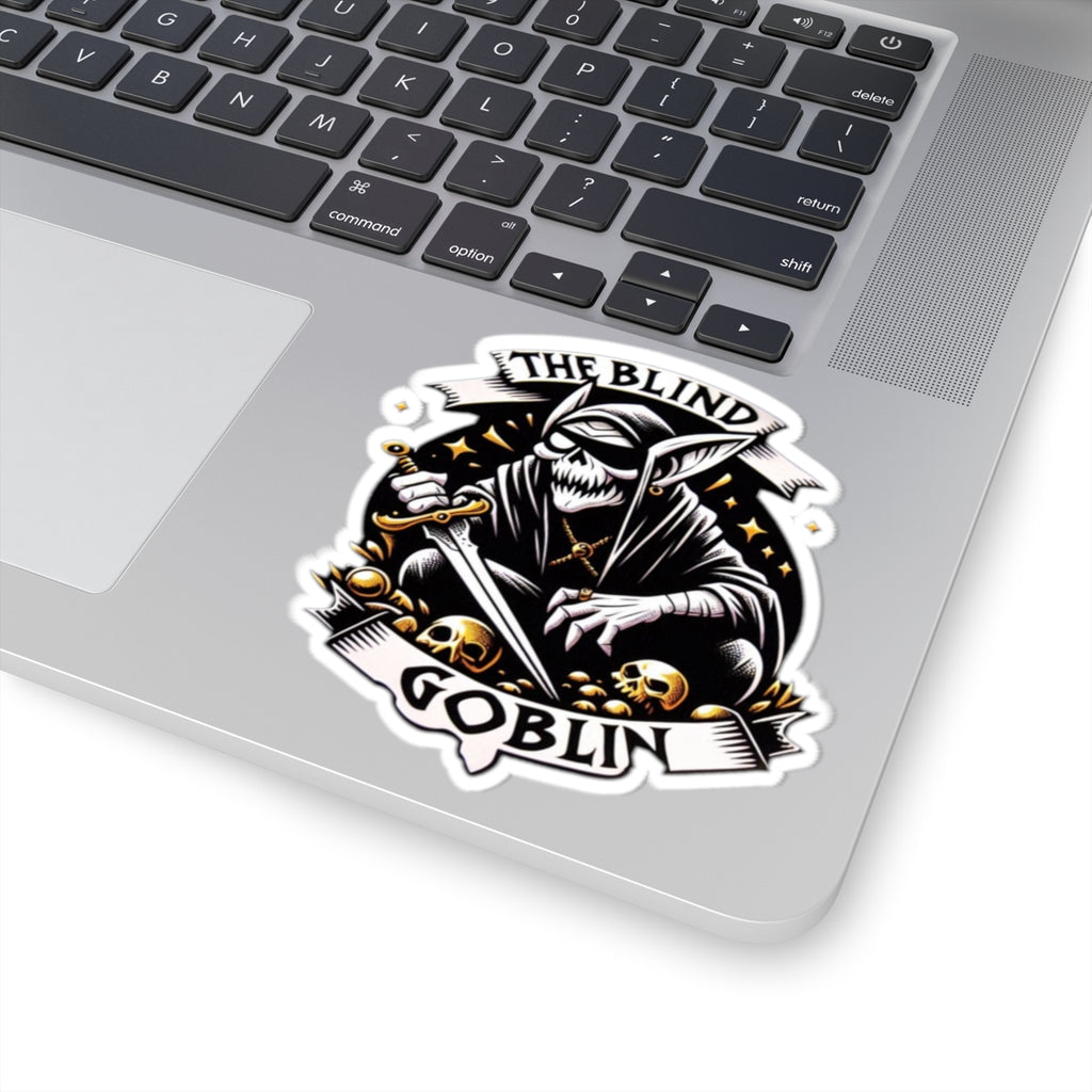 The Blind Goblin Kiss-Cut Sticker — Dark Fantasy Skull Goblin Laptop Decal