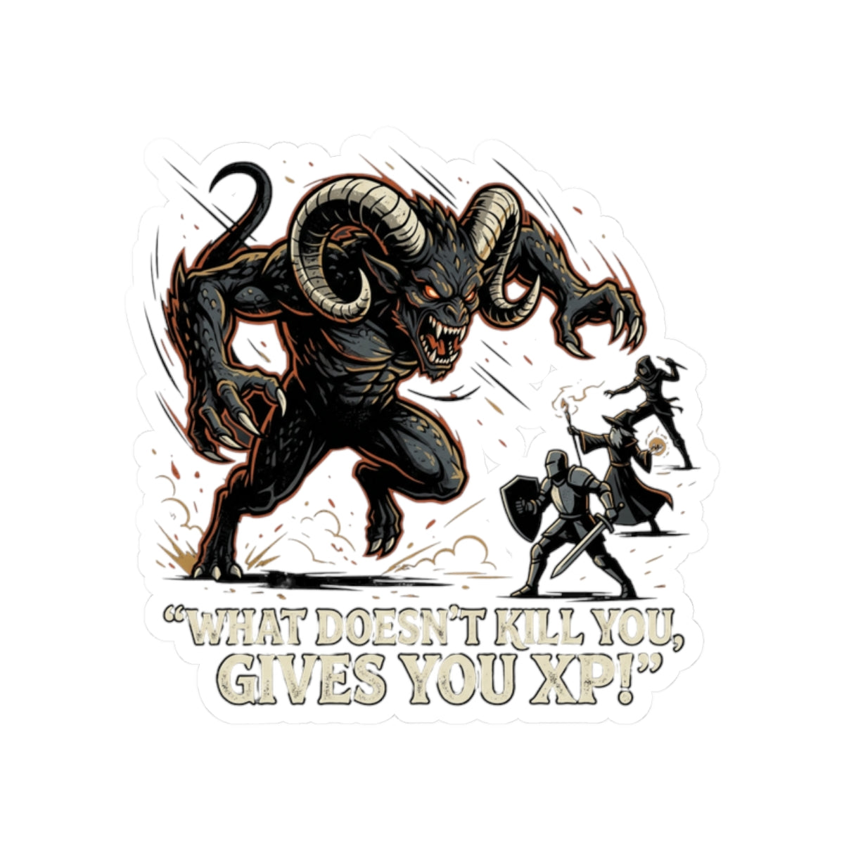 Sticker — “What Doesn’t Kill You Gives You XP” RPG Monster Sticker