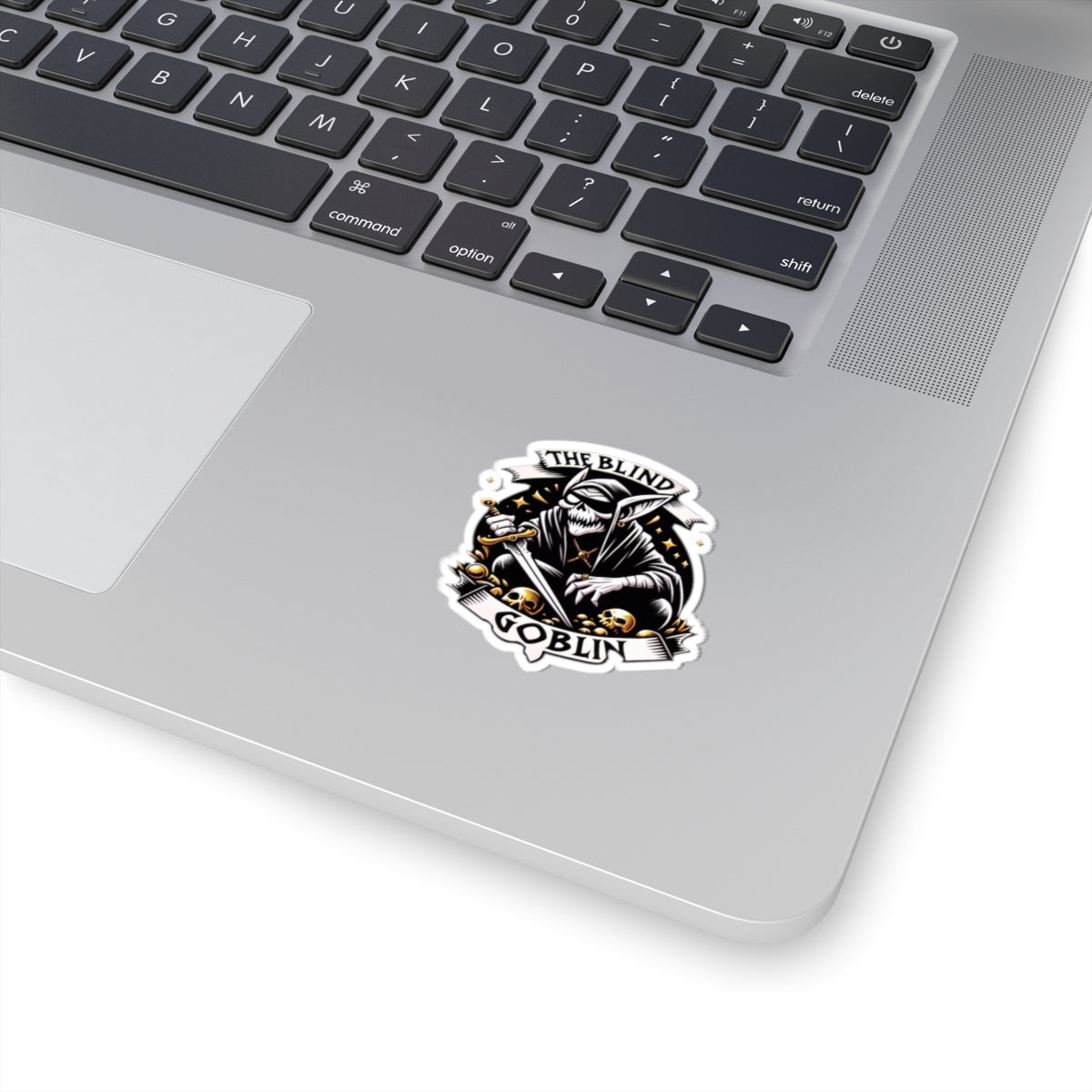 The Blind Goblin Kiss-Cut Sticker — Dark Fantasy Skull Goblin Laptop Decal